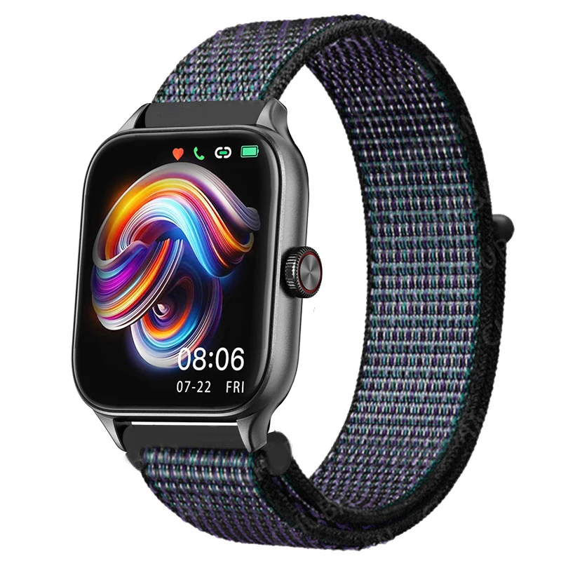 Sport Nylon Loop Bracelet Strap, 22mm or 20mm, Compatible with Popular Smartwatches
