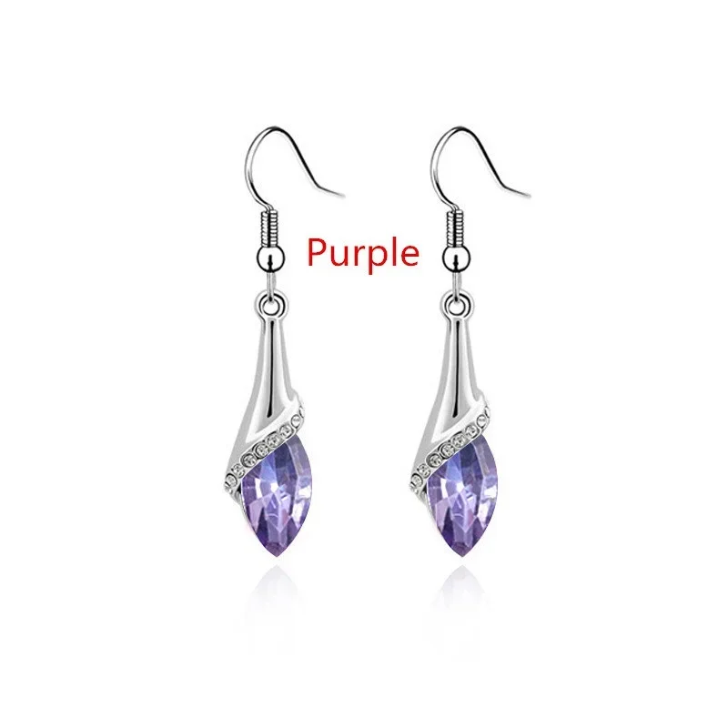 Delysia King Women Fashion Chic Shiny Water Drop Ear Dangler Gemstone Crystal Tassel Elegant Bridesmaid Earrings dangle earrings