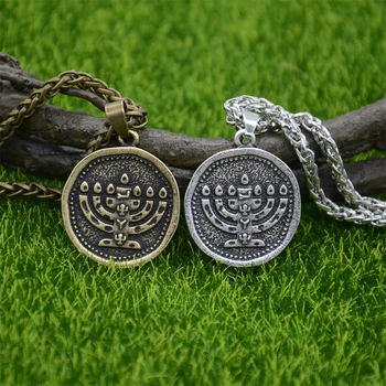 Menorah Jewish Pendant Necklace 1