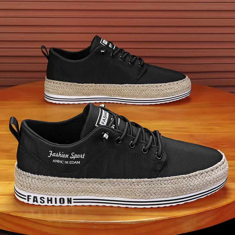 

Male Sneakers Elastic Laces Thick Bottom Round Toe Walking Shoes Soft Comfortable All-match Breathable Wear-Resistant Non-slip