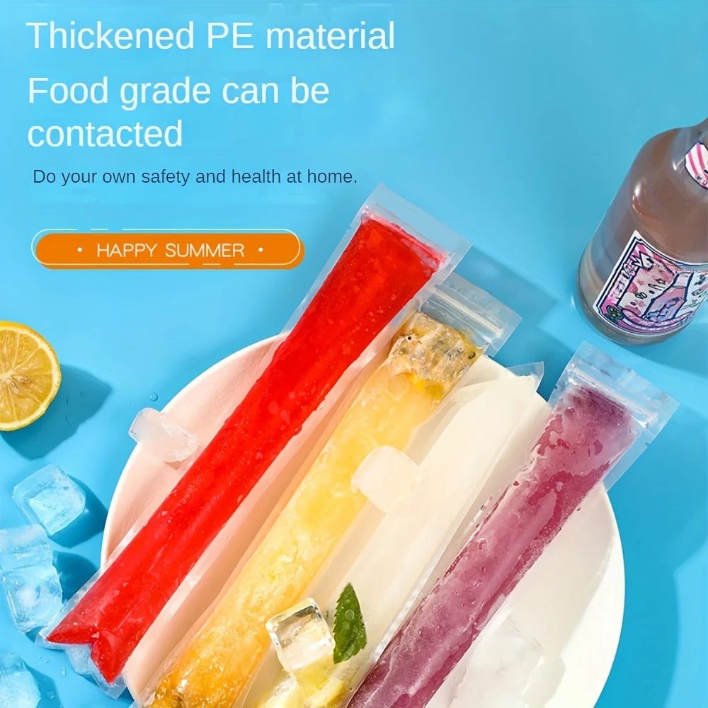 100 disposable popsicle bags food grade lead-free PVC self sealing transparent popsicle mold suitable for kitchen use ice cube bags