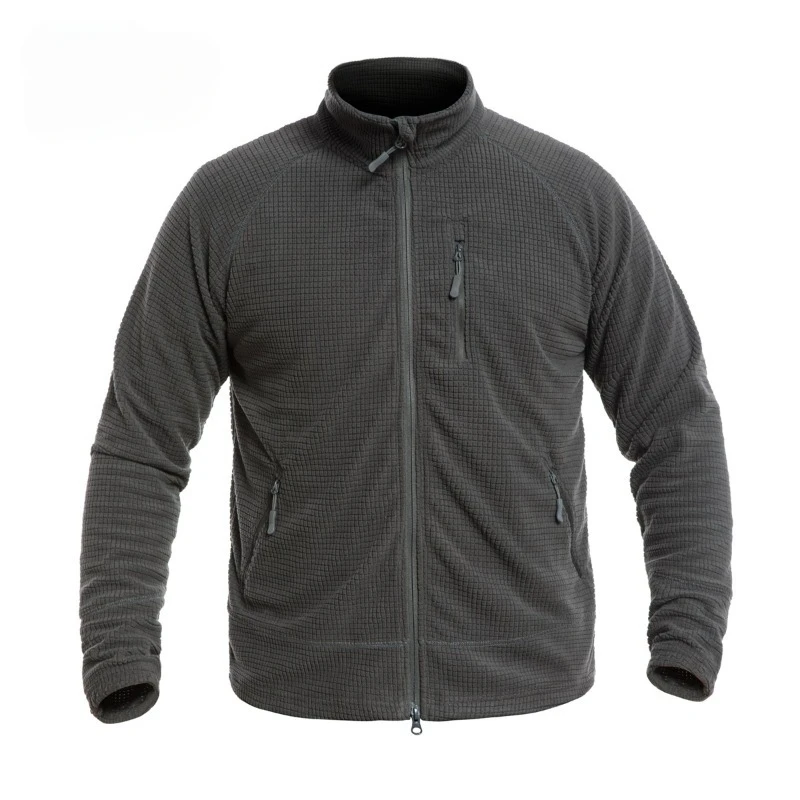Autumn and Winter New Fleece Warm L3 Tactical Men's Jacket Solid Color Casual Loose Multi Pocket Zippered Outdoor Sports Coat