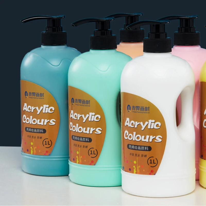 Прессованная акриловая краска большой емкости 500/1000 мл Высокое качество водонепроницаемая Глянцевая настенная живопись граффити искусство для ткани кожи