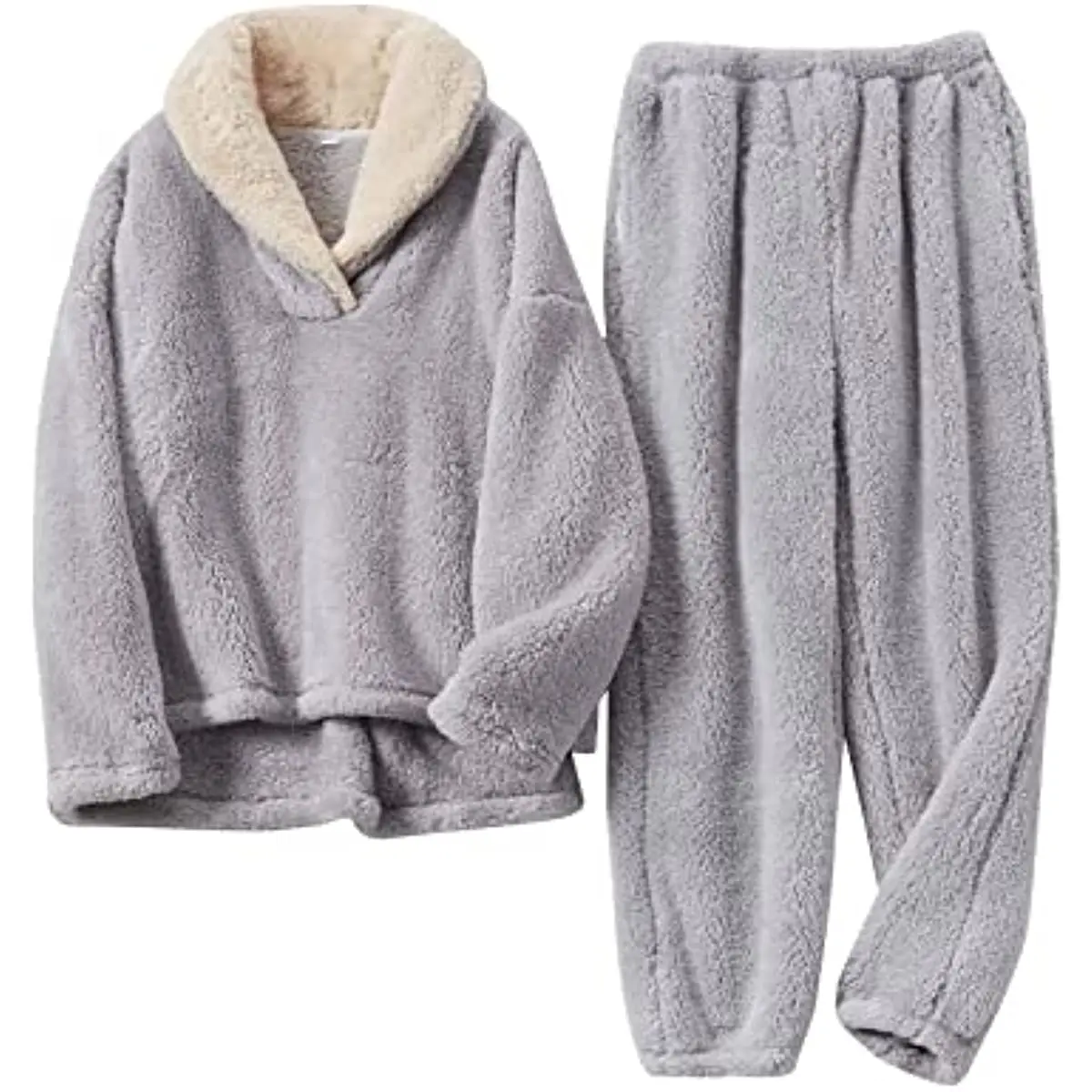 Fleece Pajamas for Women Soft Comfy Fluffy Pajamas Set Pullover Pants