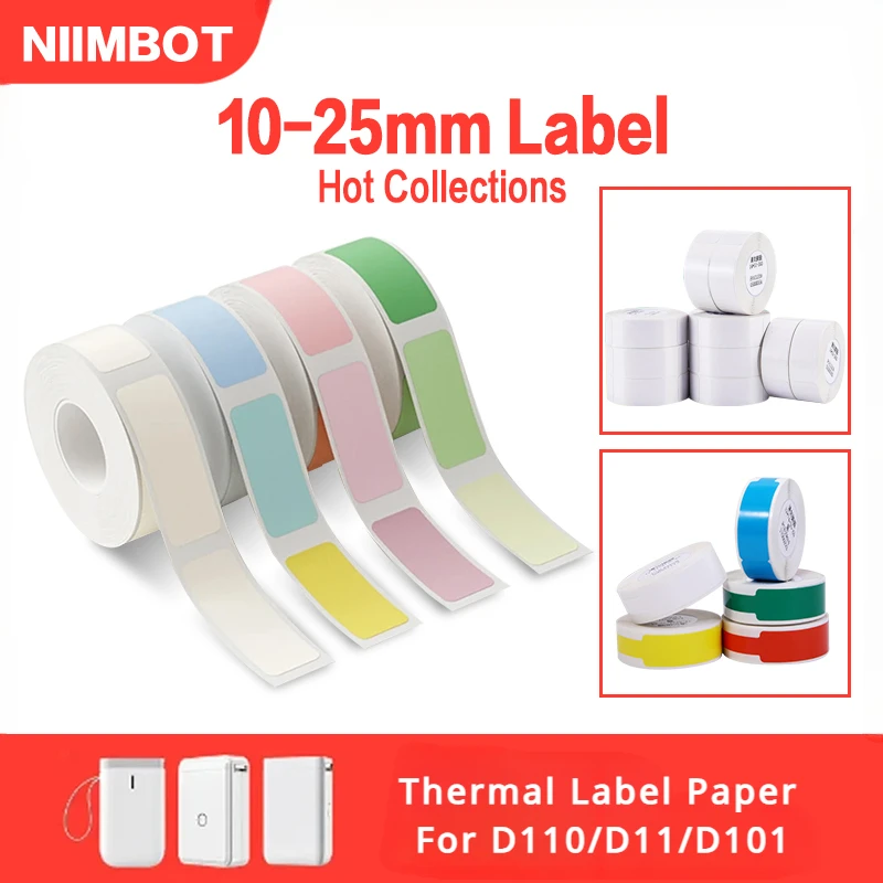 Niimbot 미니 휴대용 프린터 열선, 흰색, 케이블, 색상, 라운드 스티커, 자체 접착 방수, D11, D101, D110, 1 롤