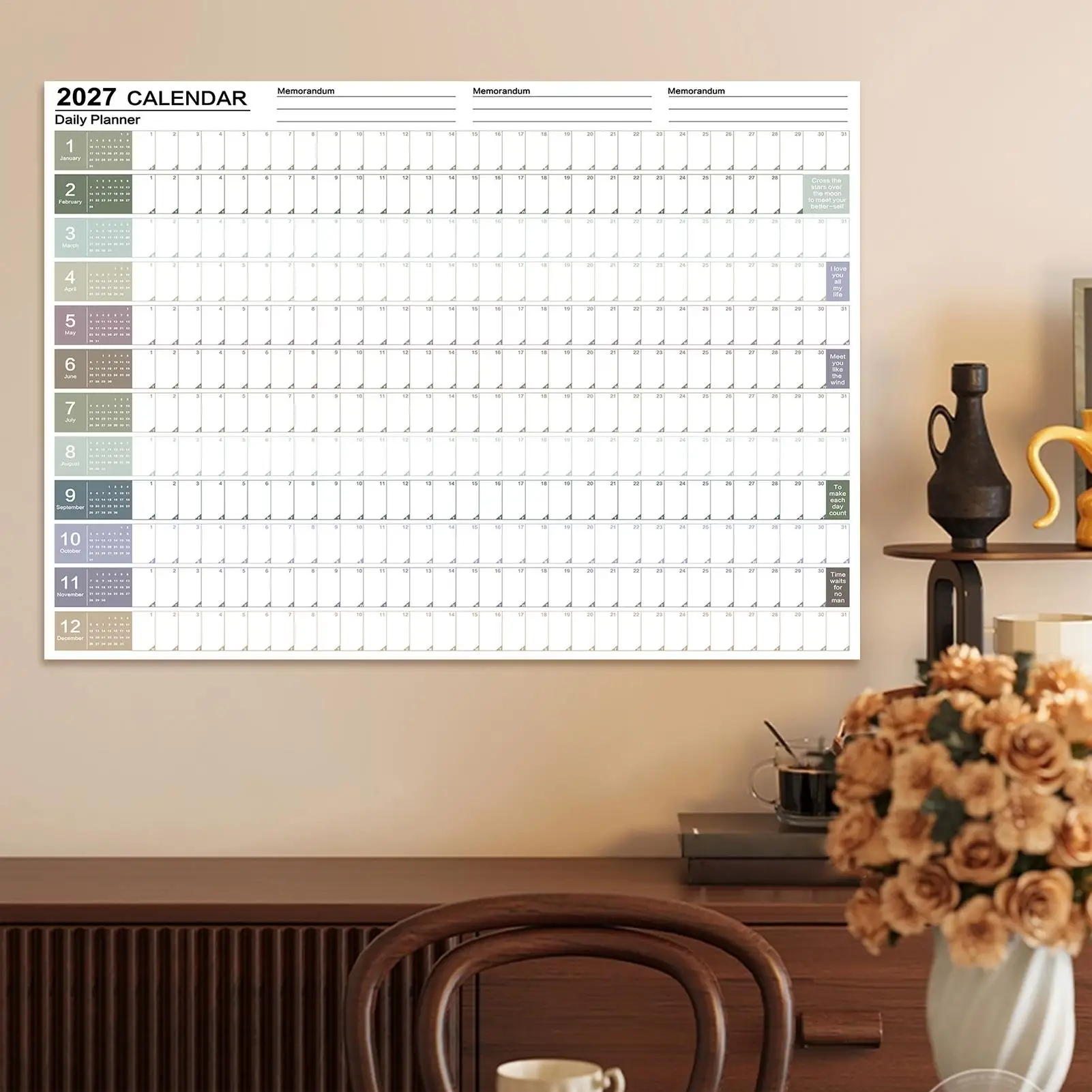 Large Wall Calendar - 12-Month Annual Planner with Double-Sided Thick Paper for Home, Office, or Dorm Scheduling