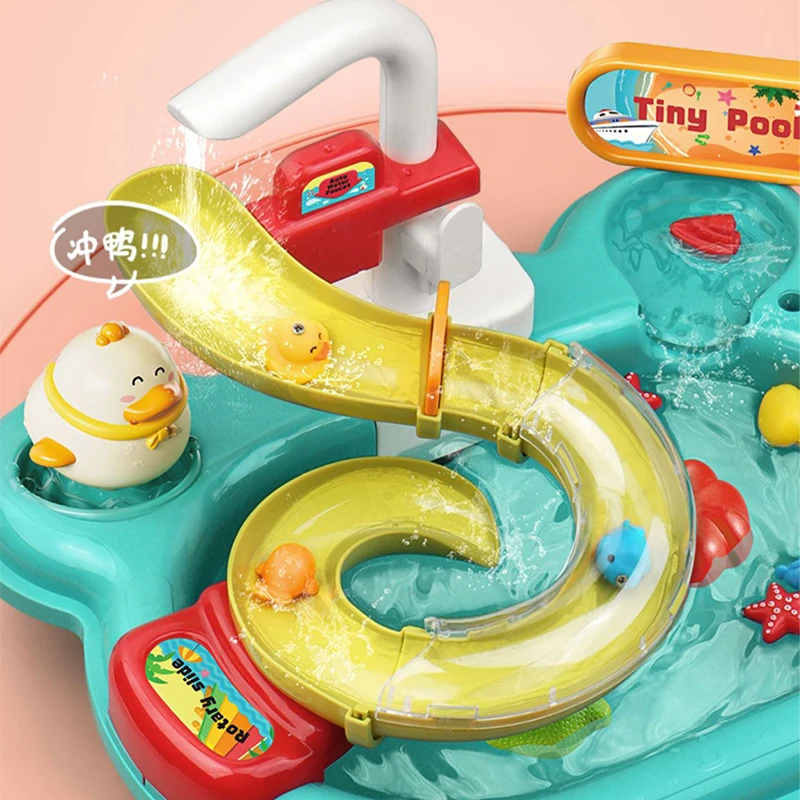 Kitchen Toys Pretend Kitchen Sink Toys Play Sink Running Water Toy Kid Dishwashing Basin Interactive Fishing Set Role Play Game Kitchen Cleaning Food Gift