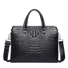 Alligator briefcase men's genuine leather single shoulder bag business laptop 14 inch computer office luxury designer for men