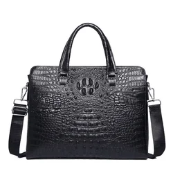 Alligator briefcase men's genuine leather single shoulder bag business laptop 14 inch computer office luxury designer for men