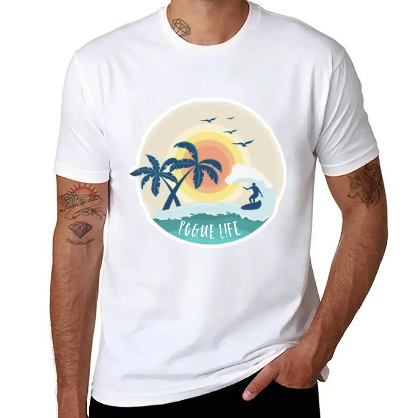 Pogue Life, Obx, Outer Banks, T-Shirt Retrò Summer Top Vintage Sublime Mens Workout Shirts