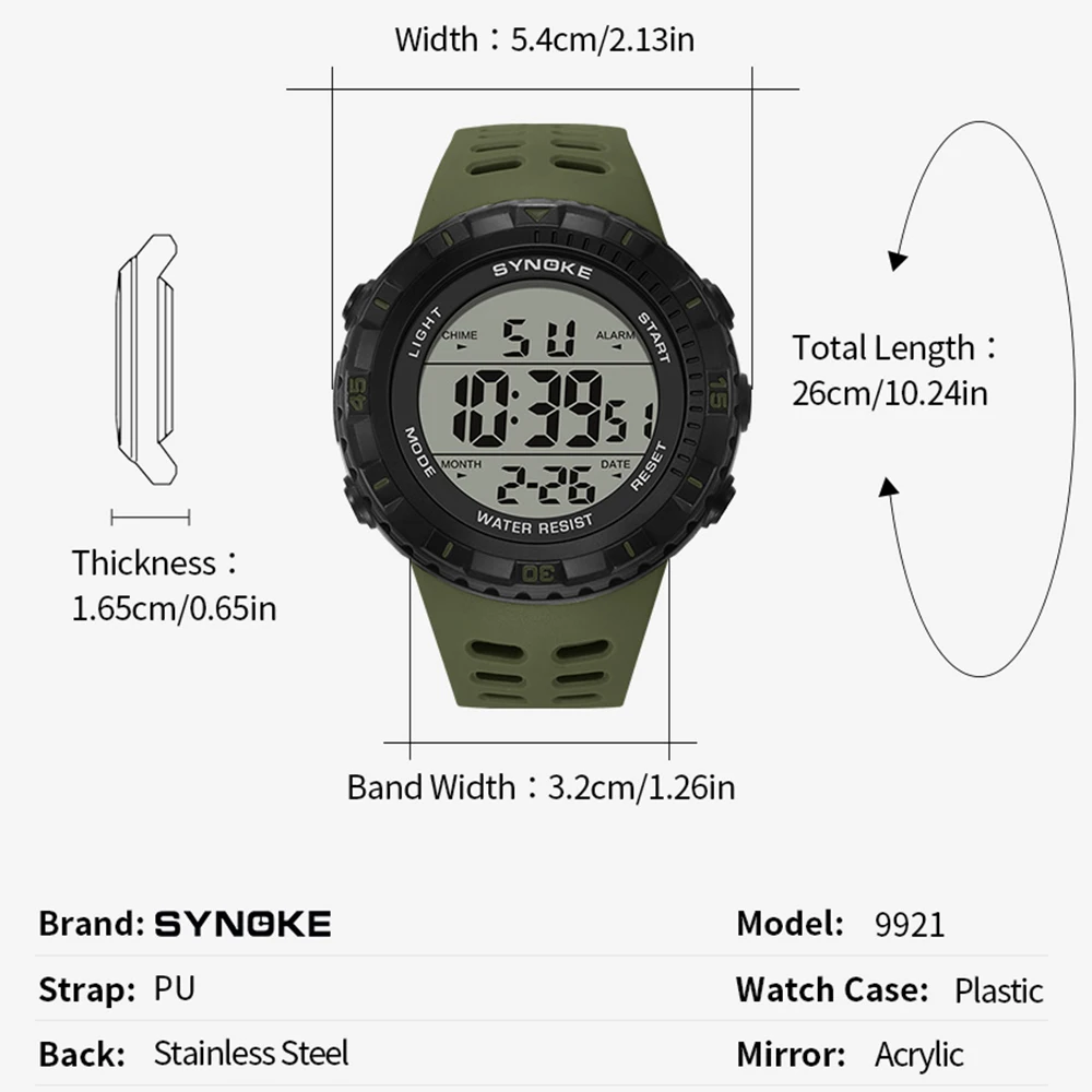 Digital Display Large Screen Men's Watch 4