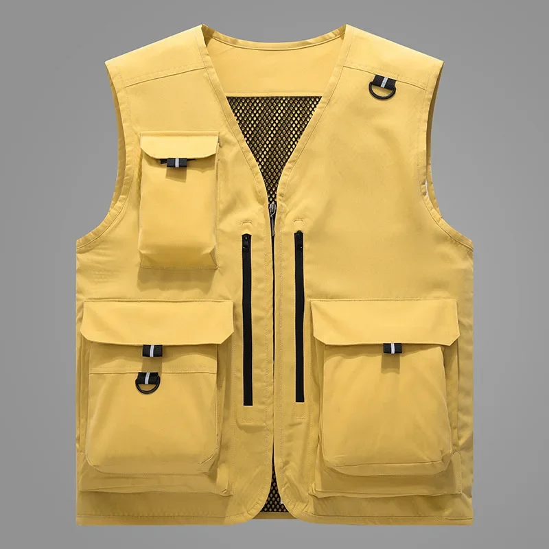 Men's Workwear Vest Outdoor Multi-Pocket Photographer Fishing Vest Printable Work Uniform Director Grip Clip