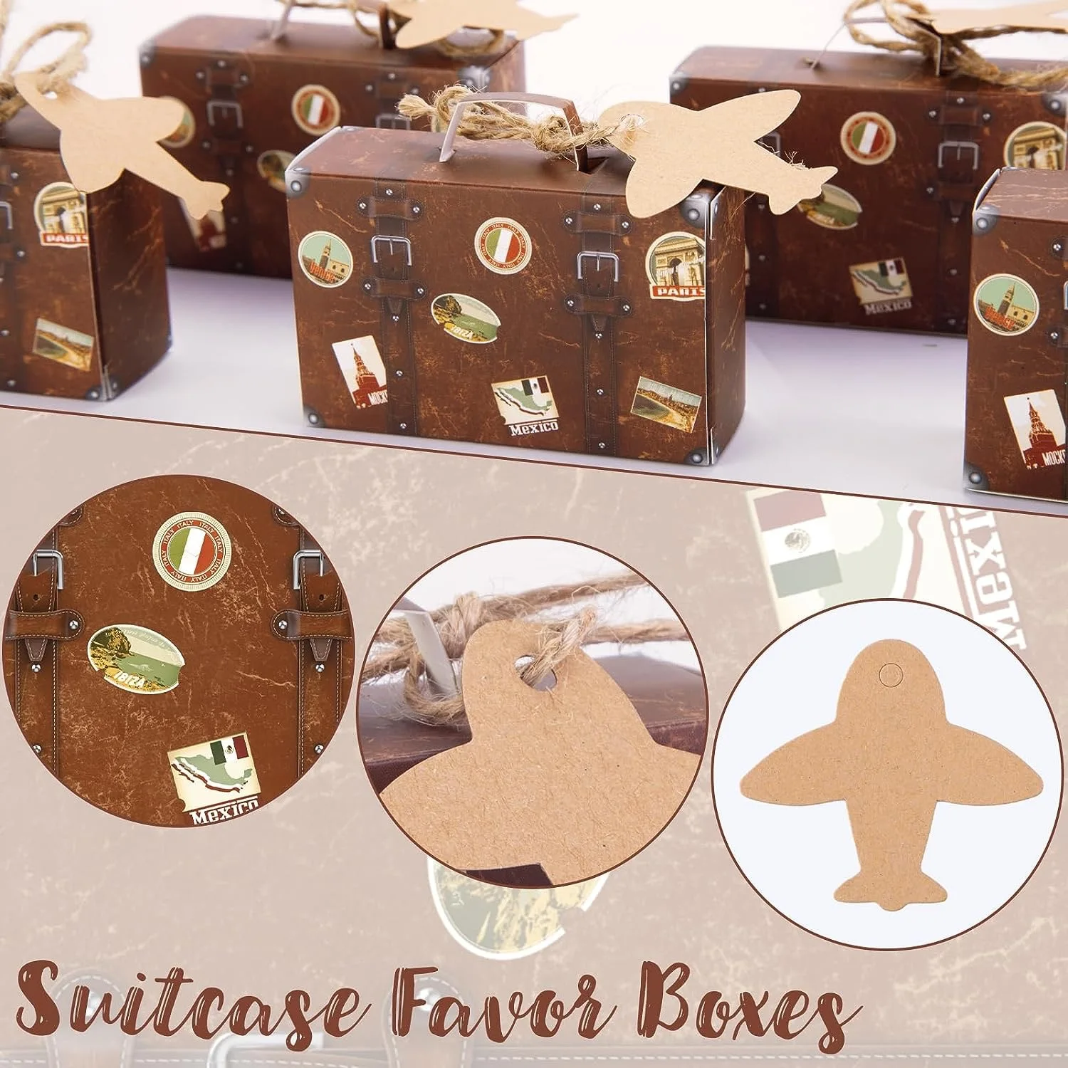 5 stücke/10 stücke Mini Reise Box Candy Box Geburtstag Hochzeit Reise Thema Party Geschenk Box Kraft Papier Mit retro Label Decoration2025New – Detail 9