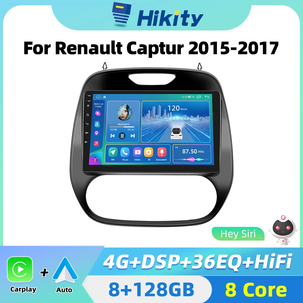 Hikity 2 Din Autoradio Android Per Renault Captur 2015-2017 Ai Voice Wireless Carplay Android Auto Radionavrigation Gps Wifi