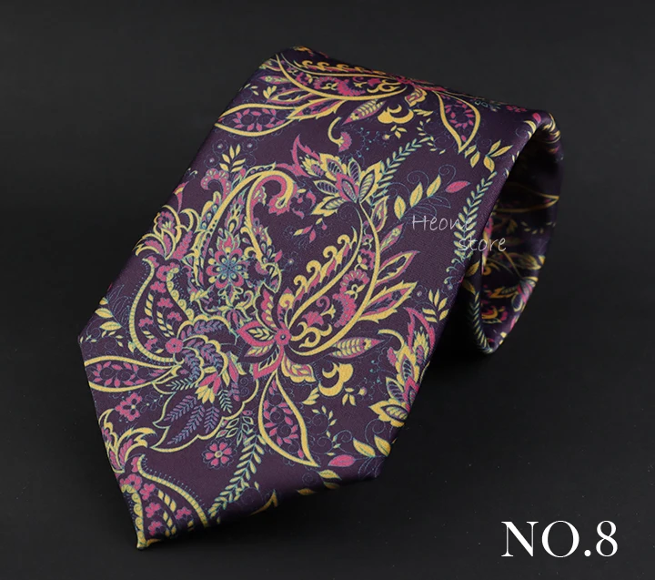 Herren-Krawatten aus Seide und Polyester, Vintage-Stil, floral, kariert, Jacquard, 8 cm, Krawatte, Künstler, Party, Hochzeit, Luxus, Anzug, Hemd, Krawattenzubehör – Detail 8