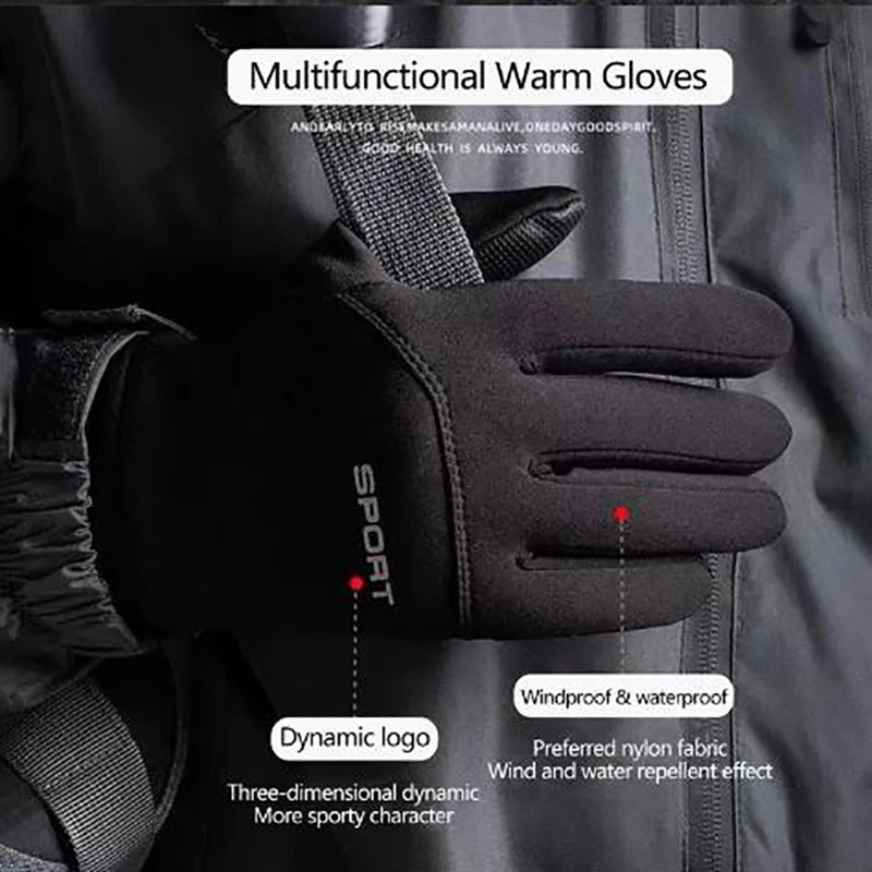 Winter Outdoor Sports Running Glove Warm Touch Screen Gym Fitness Full Finger Gloves For Men Women Knitted Magic Gloves cycling gloves warm gloves full finger gloves running gloves