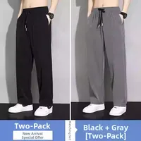 Ultra-Thin Ice Silk Casual Pants for Men Summer Loose Breathable Qui-Dry Elastic Waist Drape Straight Leg Pants Workwear