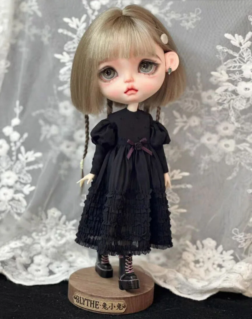 2024 1pcs Blythe gothic style one-piece dress  1/6 30cm(Fit for Pullip,Ob22/24/26, Licca)