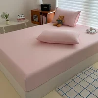 Drap-housse délavé de couleur unie avec bandes élastiques, housse de matelas réglable antidérapante pour lit simple, Double, King, Queen 3