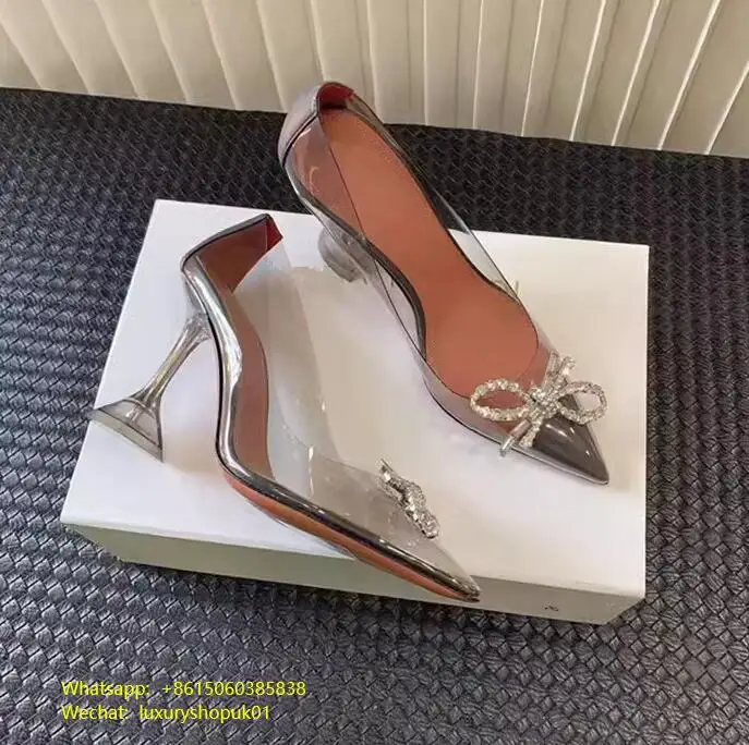

Женские туфли-лодочки с острым носком, из ПВХ-стекла