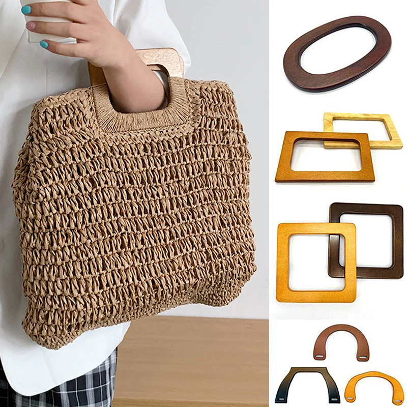 

Wooden Bag Handle Decorative New Square Wood Strap Solid Color Hand Bag Replacement Accessories DIY Women's Clutch Bag Handle