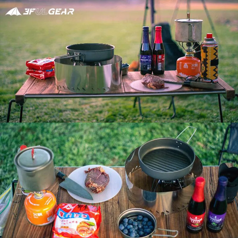 Camping Stove Accessories 3FUL GEAR 2/3 Pieces Cookware Windshield Camping Ultralight Stainless Steel Windproof Board Canbe Splicing Gas Stove Accessories