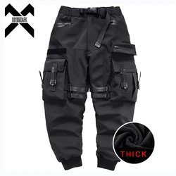 2022 Winter Thick Tactical Cargo Pants Men Fashion Functional Multi Pockets Trousers Hip Hop Streetwear Pants Techwear Black