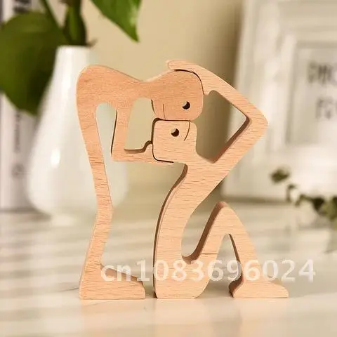

Beech Wood Two Man Handmade Sculpture Excellent Craftsmanship Wooden Statue For Family Friend Wife Hushand Special ECO Gift