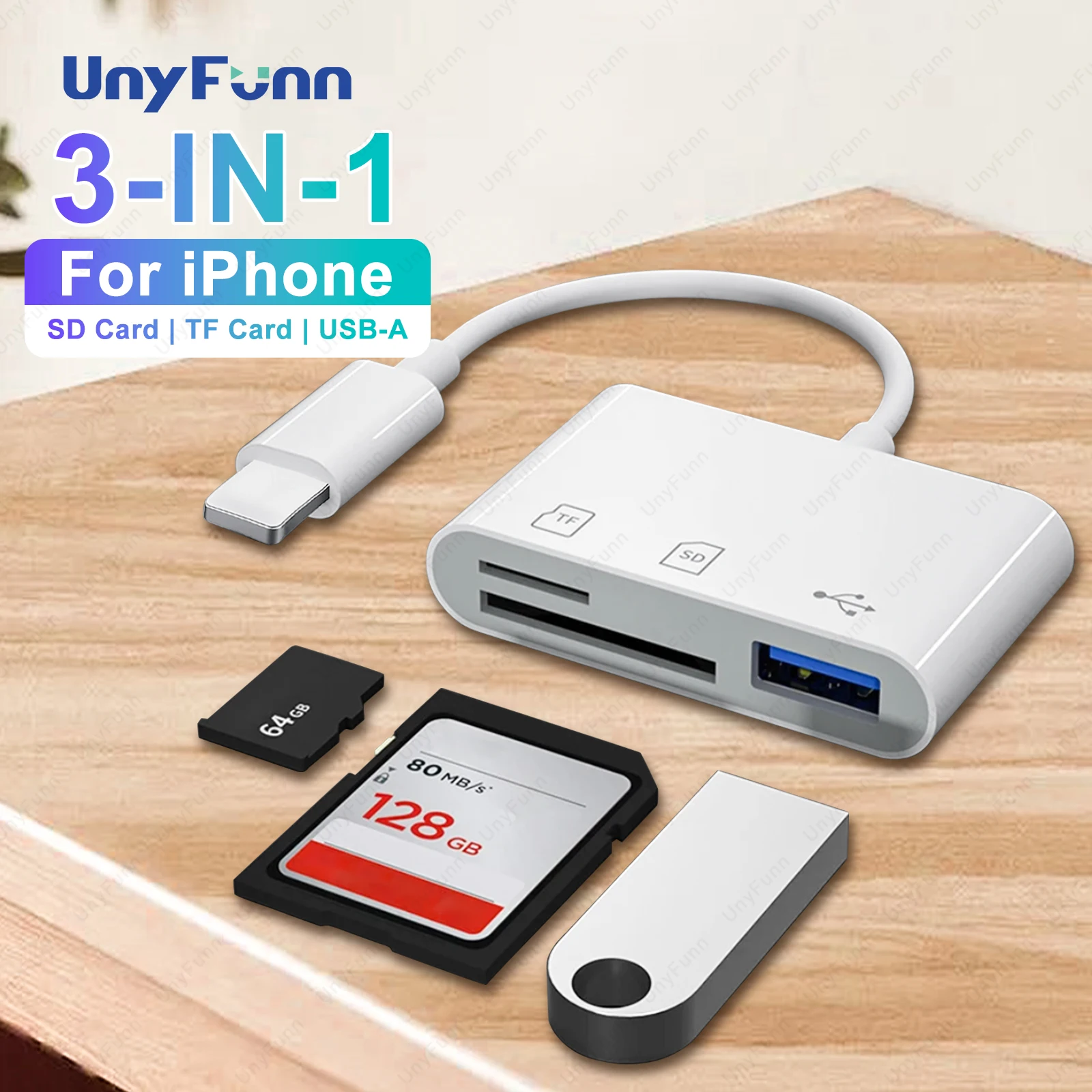 Adaptateur Maxter 3-en-1 Micro-USB OTG Vers USB 2.0 + SD + TF - ACT-UHB-OTG-01