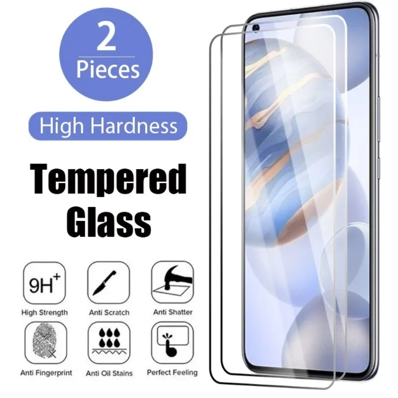 

2Pcs Protective Glass for Honor 50 30 20 10 9 8 Lite Screen Protector for Honor 9X 8X 9C 8C 9A 8A Pro 30i 20i 10i Glass