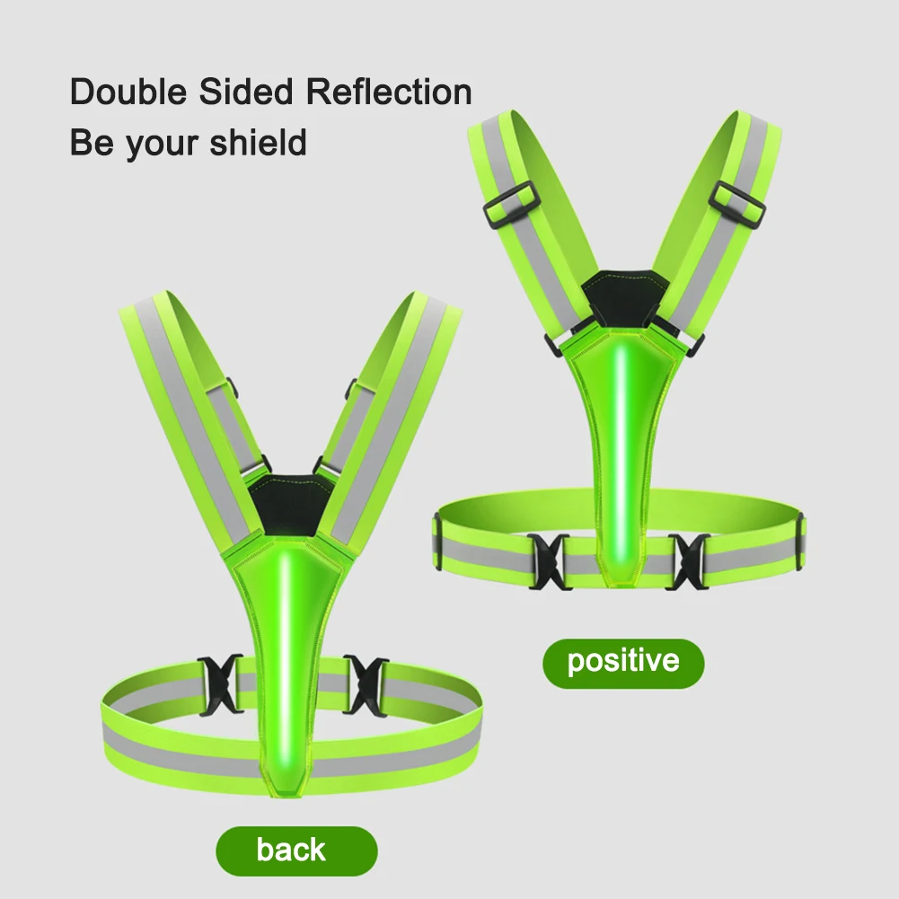 LED 발광 반사 스트랩 USB 충전식 반사 경고등 조절 가능한 야간 러닝 라이딩 의류 어린이 및 성인용