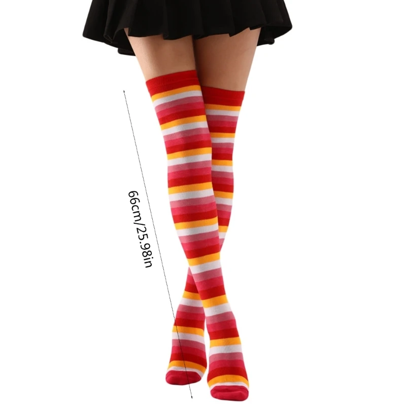 Calze Lunghe Sopra Il Ginocchio A Righe – Rosse, Elasticizzate, Taglia Unica (adatte Per Scarpe 4-6 UK)