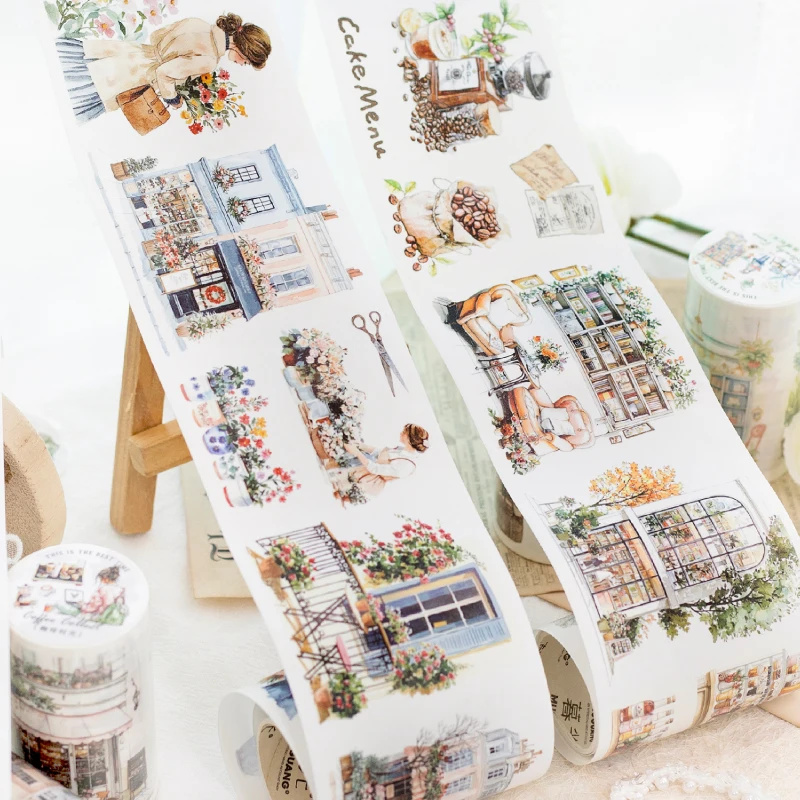 레트로 스트리트 뷰 70mm X 2m/롤 와시 테이프 메모리 조각화된 창의적 콜라주 DIY 스크랩북 재료 스티커