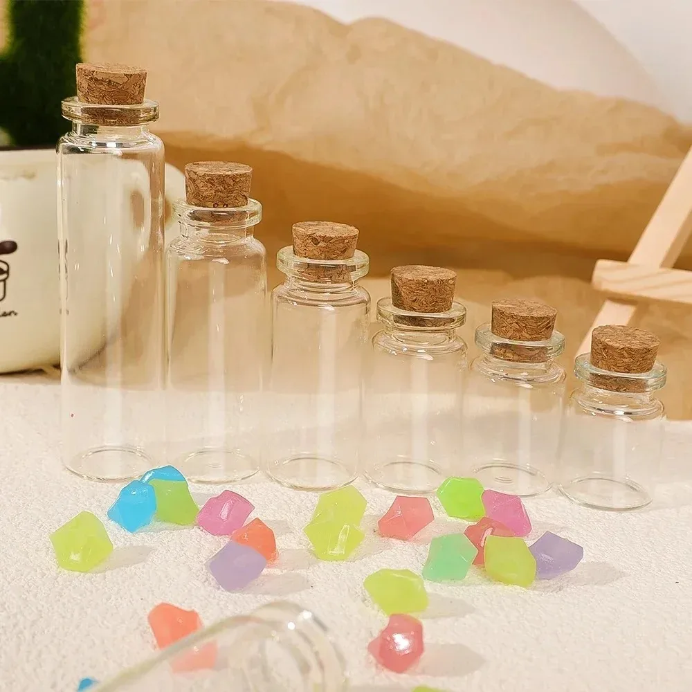 20/10PCS Cork Stopper Glass Bottles DIY Birthday Gift Transparent Empty Message Wishing Bottle Christmas Wedding Party Decor