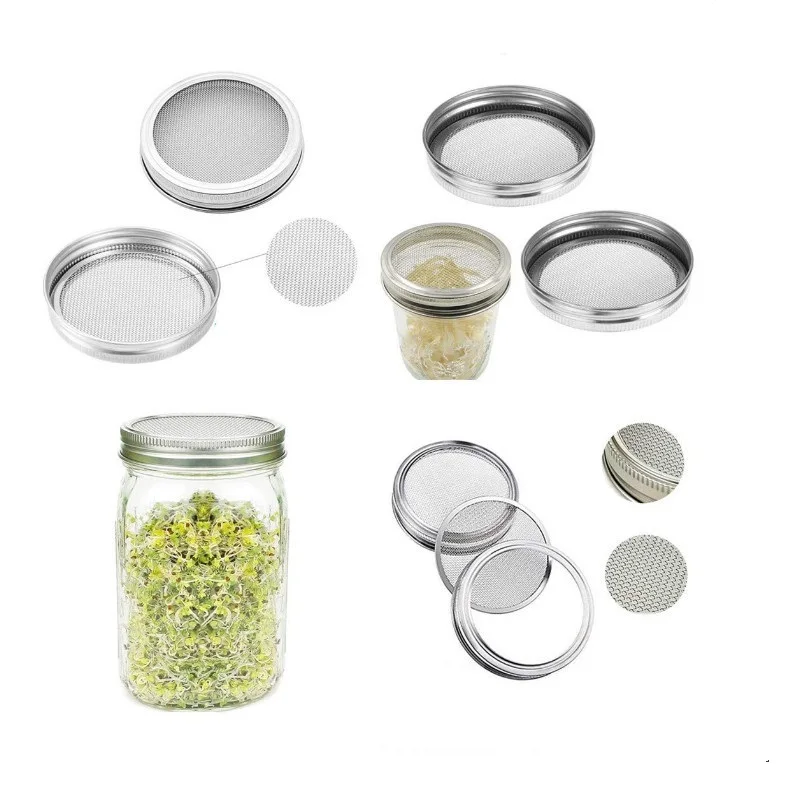 Sprouting Jars Kit Mason Jar Sprouting Lids Bean Sprouts Seeds Sprouting Screen Steel Mesh Filter