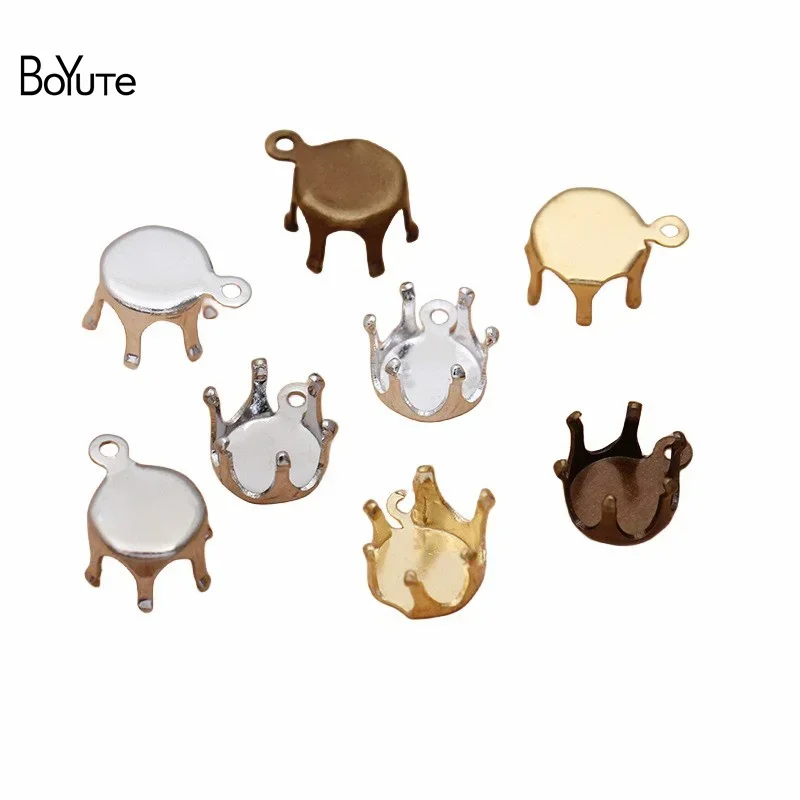 

BoYuTe (200 Pieces/Lot) Fit 6MM Zircon Stone Base Diy Blank Tray Charms Handmde Jewelry Accessories