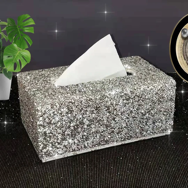 Shiny Tissue Box Elegant Napkin Holder for Living Room Bathroom Office Bar