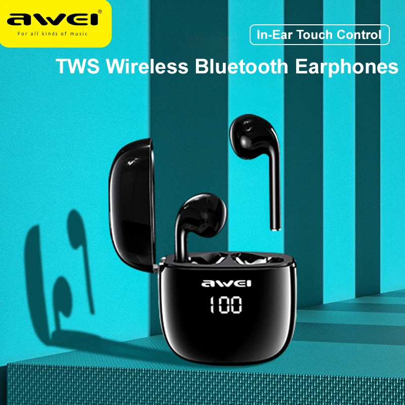 Awei T28Pro/T28/T28P TWS беспроводные Bluetooth наушники в ухо гарнитура бас наушники мини наушники с микрофоном RGB игровые наушники