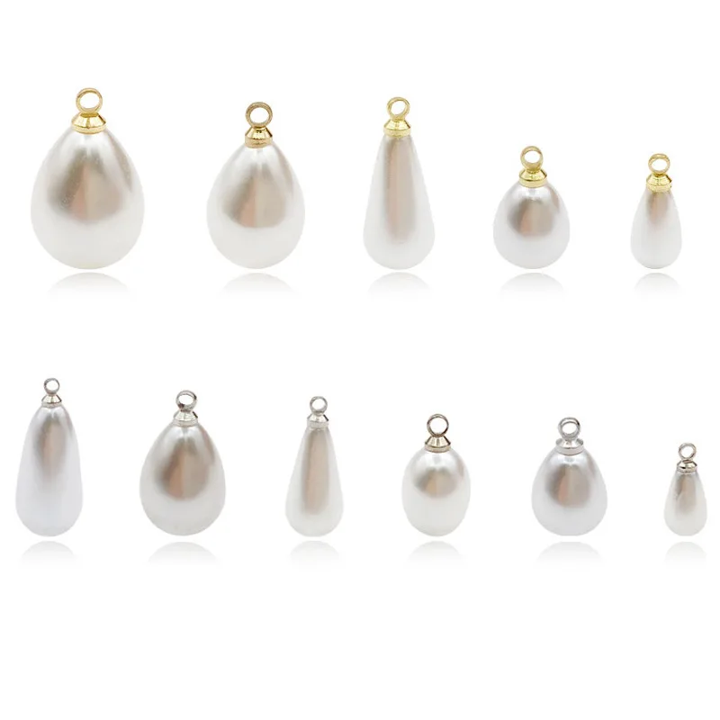 20PCS Copper Alloy Teardrop Imitation Pearl Pendant Charm For Jewelry Making DIY Dangle Earrings Bracelet Accessories Wholesale