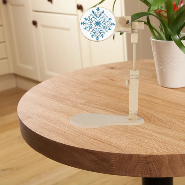 Support de broderie en bois, cerceau de broderie, mains libres, support de point de croix 360 ° Support de cerceau de broderie rotatif, support de point de croix 2