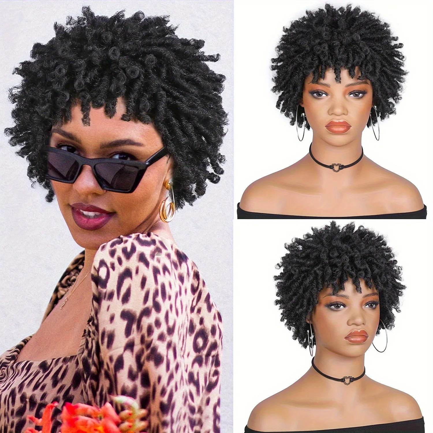 Wig African Explosion Head Covering Dirty Braid Head Covering Wig Head Covering African Explosion Fluffy Curly Wig full glue silk printing anti explosion well protected complete covering tempered glass screen protector for realme c25