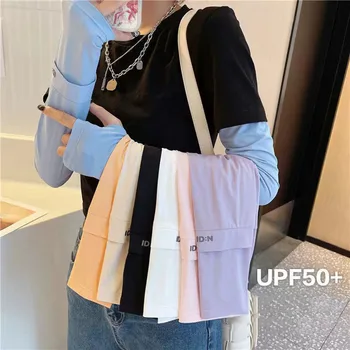 남녀공용 여름 아이스 실크 긴 소매 자외선 방지 팔 커버, 시원한 손 소매, 손가락 없는 사이클링 팔 슬리브, 신제품