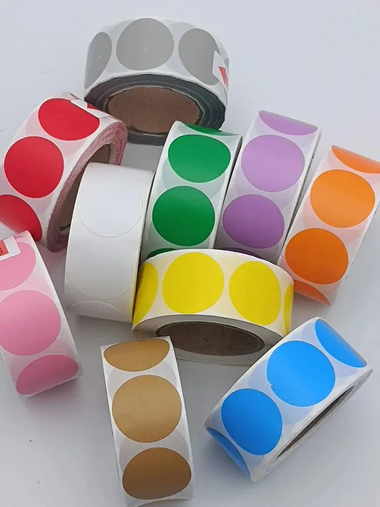 5cm Color Thermal Label Circle Self-adhesive Sticker 6cm Roll Sticker Label Direct Thermal Label for Logo Product Label QR Code