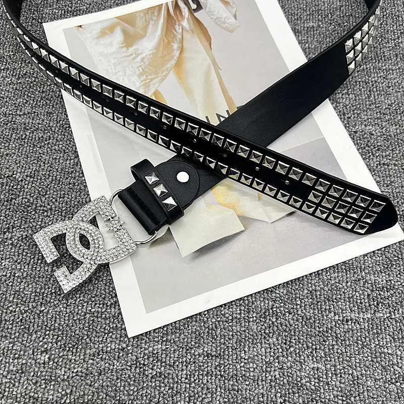 Y2K Waist Belt Luxury Women's Rhinestone Punk Belt, Hot Girl Fashion Studded Leather Embellished Decor, Unique Style