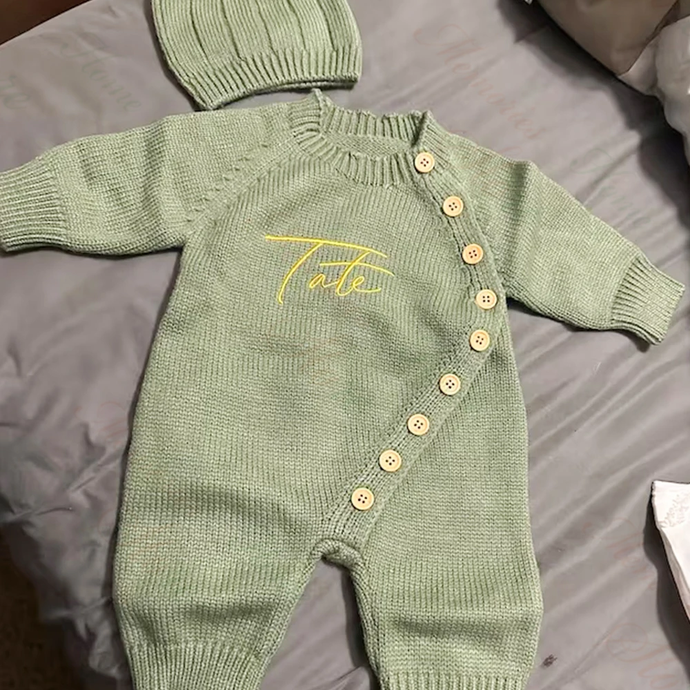 Personalized Name Newborn Infant Baby Boys Girls Bodysuit Embroidery Baby Romper Set Shower Birthday Party Gift Set