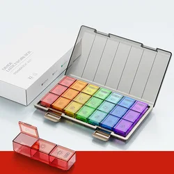 Deluxe Weekly Pill Organizer - 7 - Day, 4 - Times - a - Day Portable Medicine Box with Large Capacity, BPA - Free, Ideal for Travel and Daily Vitamin Storage (21Colorful)