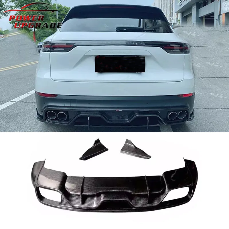 

TAKD Style Car Carbon Fiber Double Exhaust Rear Bumper Lip Spoiler Diffuser For Porsche Cayenne 9Y0