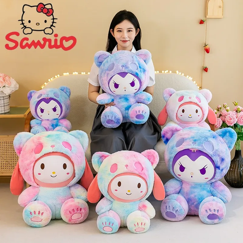

Новинка, красочная плюшевая игрушка Sanrio 58 см в стиле интернет-знаменитостей, плюшевая игрушка Kuromi Melody, полный подарок для девочек, большая диванная подушка, кукла