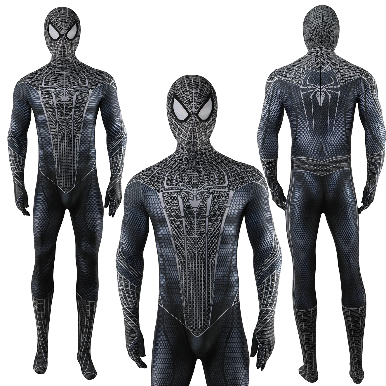 Black Amazing Spiderman Costume Cosplay Superhero Zentai Body Spandex Spider Boys Halloween Costume Outfit Adult Kids
