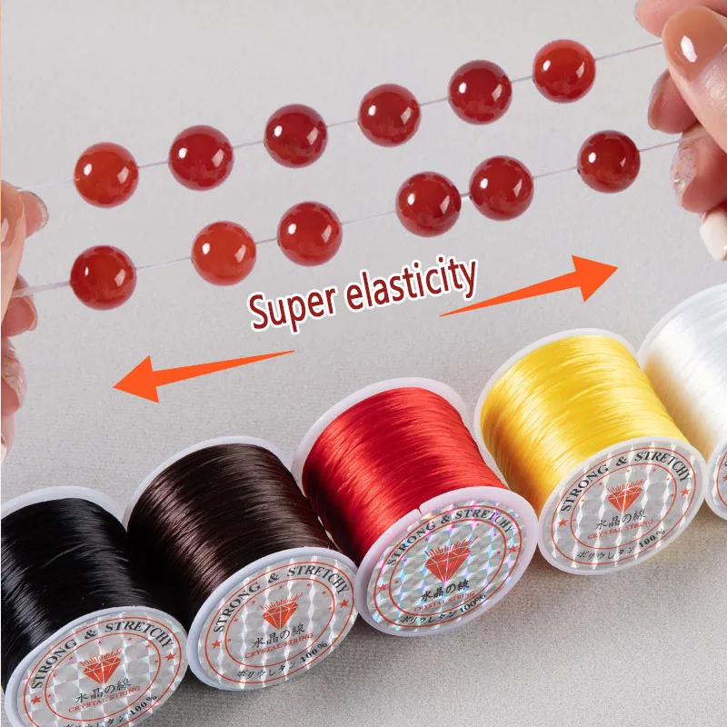 0.8mm Flat Crystal Elastic Thread Cords Rubber Stretchy Cord Rope For Jewelry Making Beading Bracelet Necklace String 60m/roll elastic cord for jewelry